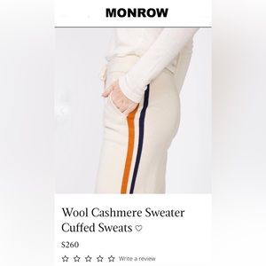 MONROW Cashmere Sweat Pants -NWT